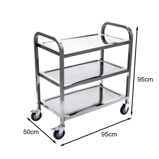 Kich thuoc xe day thuc an 3 tang inox cao cap phuc vu nha hang