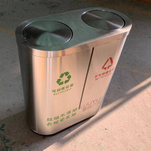 Thùng rác inox nắp lật 2 ngăn 3 TRI2N B 2