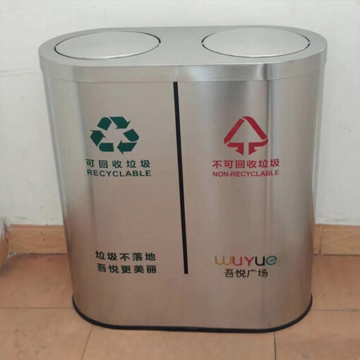 Thùng rác inox nắp lật 2 ngăn 4 TRI2N B 3