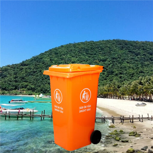 thung rac nhua hdpe 120l mau cam 2